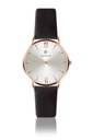 Montre à quartz en cuir Noir et doré rose (MAL-1020R)