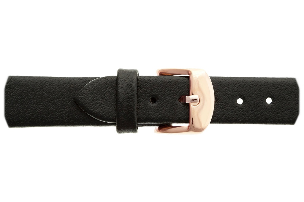 Montre à quartz en cuir Noir et doré rose (MAL-1020R)