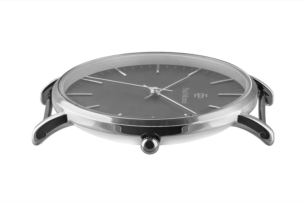 Montre Paul McNeal à quartz en Cuir Bleu Marine Argenté (PAD-7020S)
