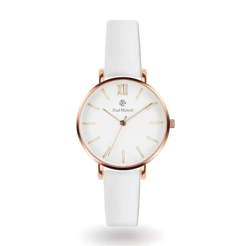 Montre Paul McNeal à quartz en cuir Blanc (MAG-0014R)