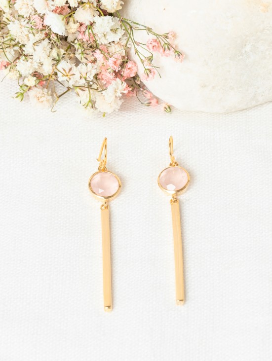 Boucles d'oreilles Solange Quartz Rose (3E/C366Roj)