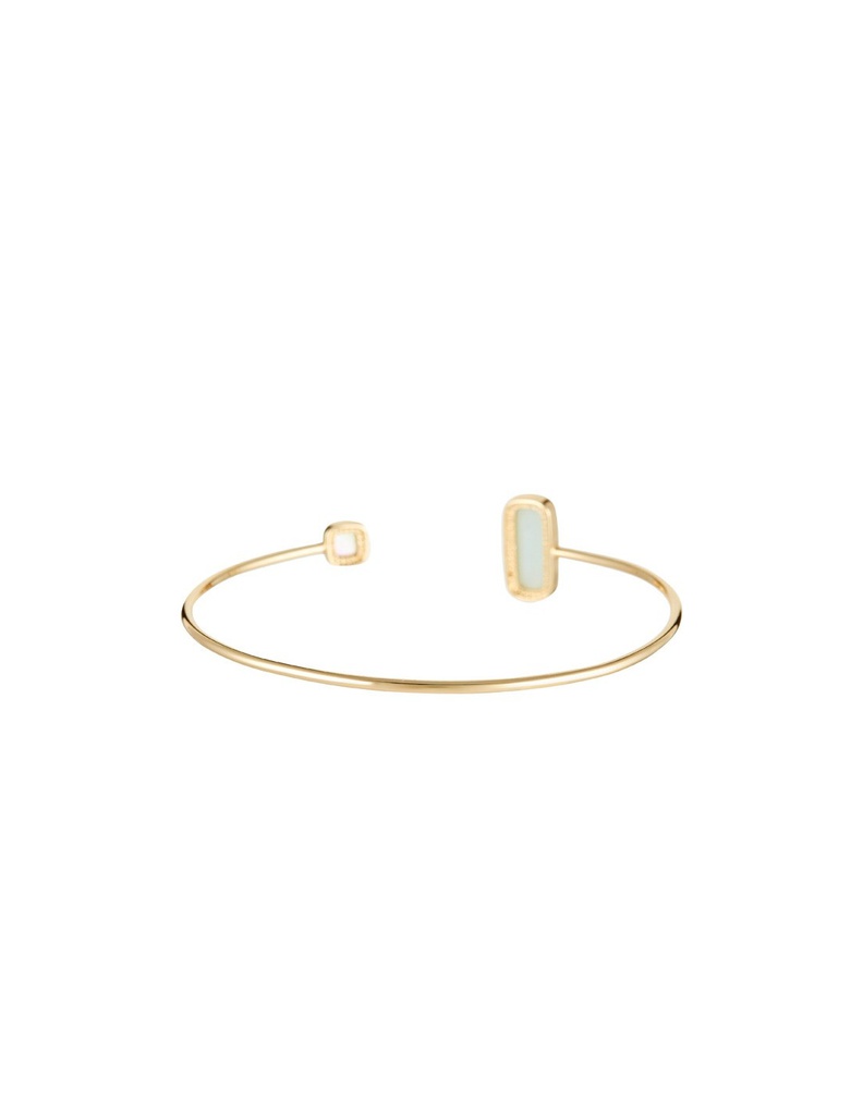 Bracelet Jonc Dorine orné de Amazonite &amp; Nacre (3R/A692VBlj)