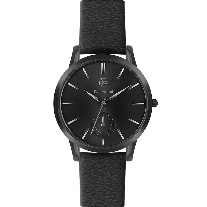 Montre Paul McNeal à quartz en cuir Noir (PBC-1020B)