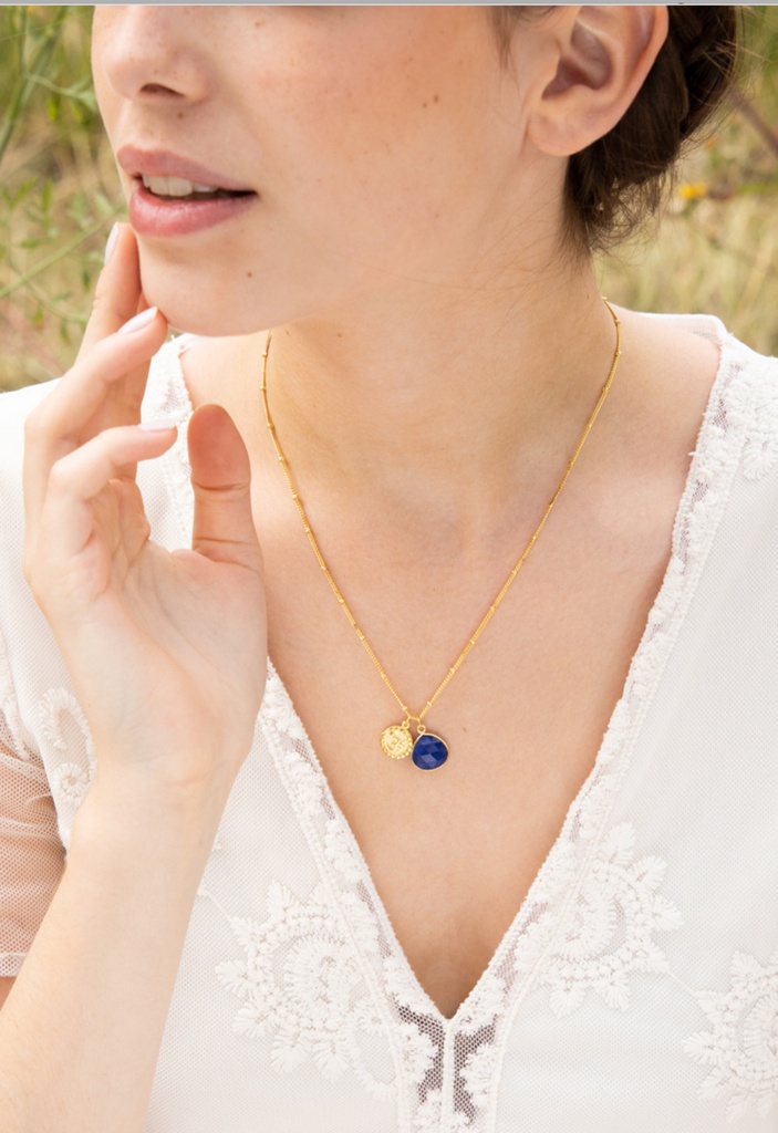 Collier Moonstone Betty Lapis-lazuli (3c/n205bj)