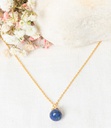Collier Moonstone 'Raven' Lapis et laiton doré (3C/S0749Bj)