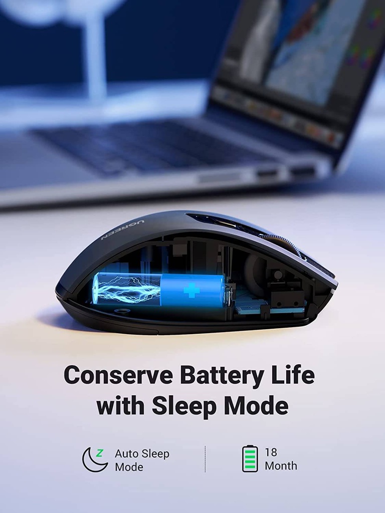 Souris sans fil Ugreen Design Ergonomique Noir (90545)