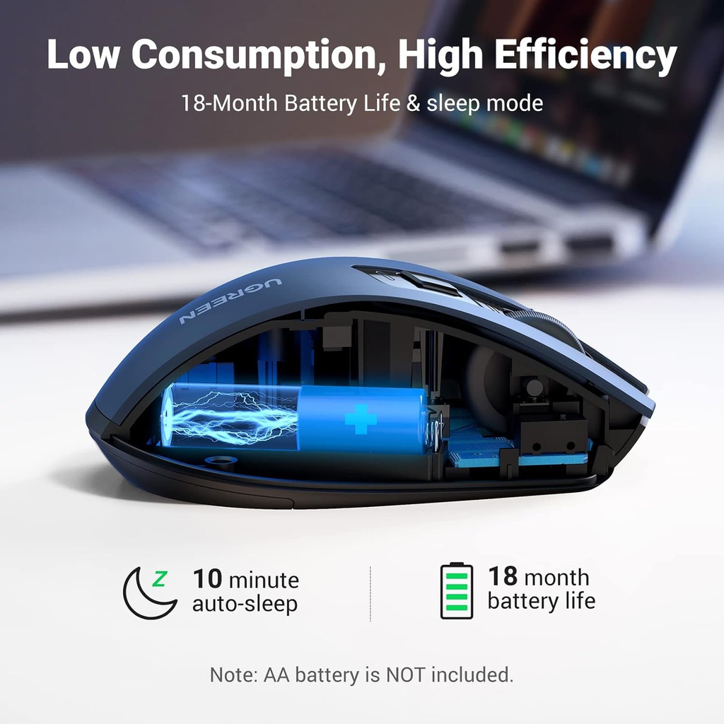 Souris sans fil Ugreen Design Ergonomique Noir (90545)