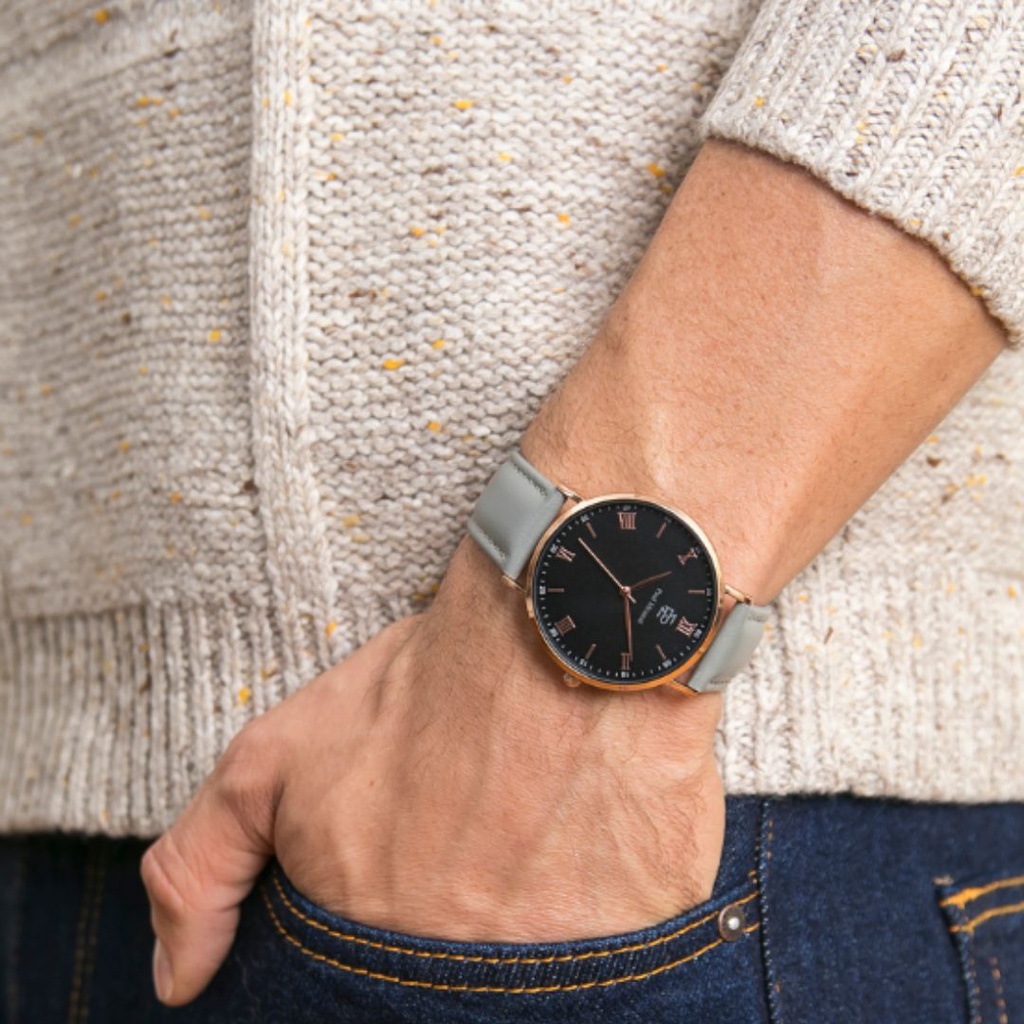 Montre Paul McNeal en cuir Gris (MBI-B048R)