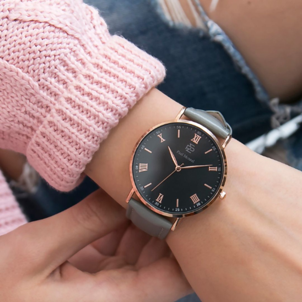 Montre Paul McNeal en cuir Gris (MBI-B048R)
