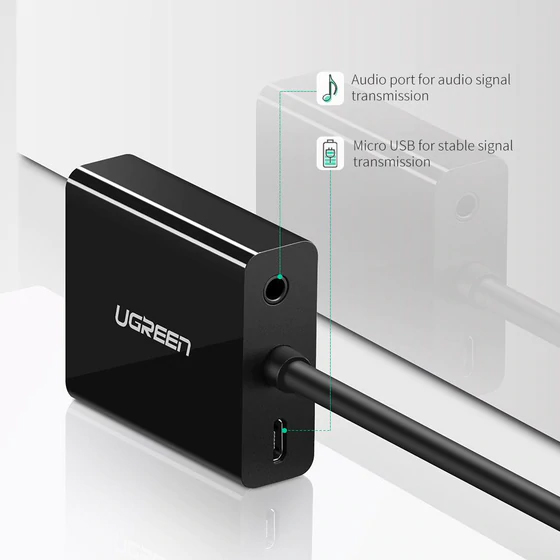 Adaptateur Ugreen VGA vers HDMI avec alimentation micro USB (60814)