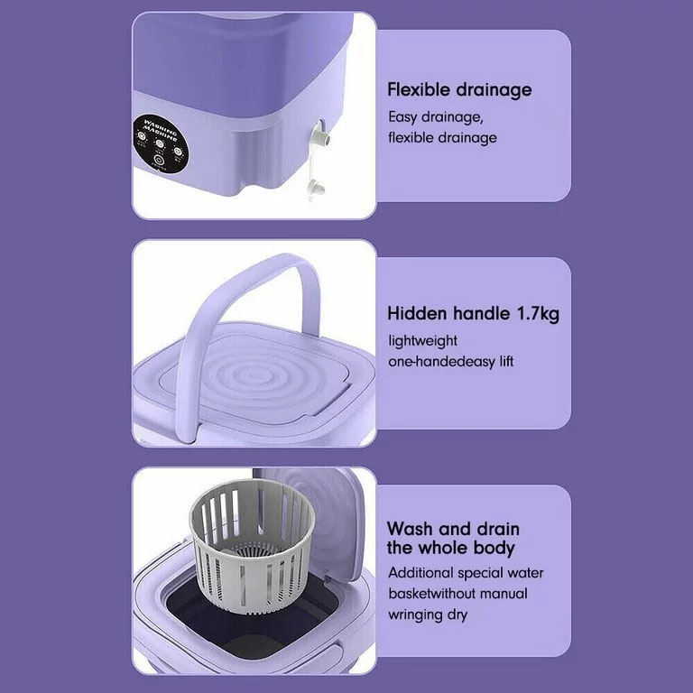 Machine à laver pliable portable violet