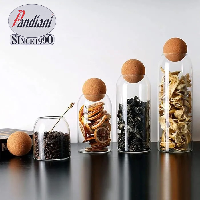 Bocaux de rangement Verre Liège 4 pièces