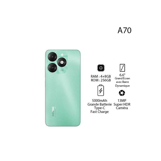 Itel A70 6.6" HD+ 12GB RAM(4+8) | 256GB ROM - 5000mAh - Azure Blue