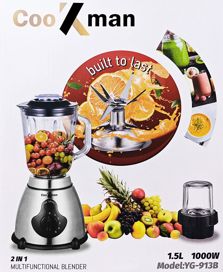 Blender General 1.5L puissant 350w avec moulin épice  2 in 1