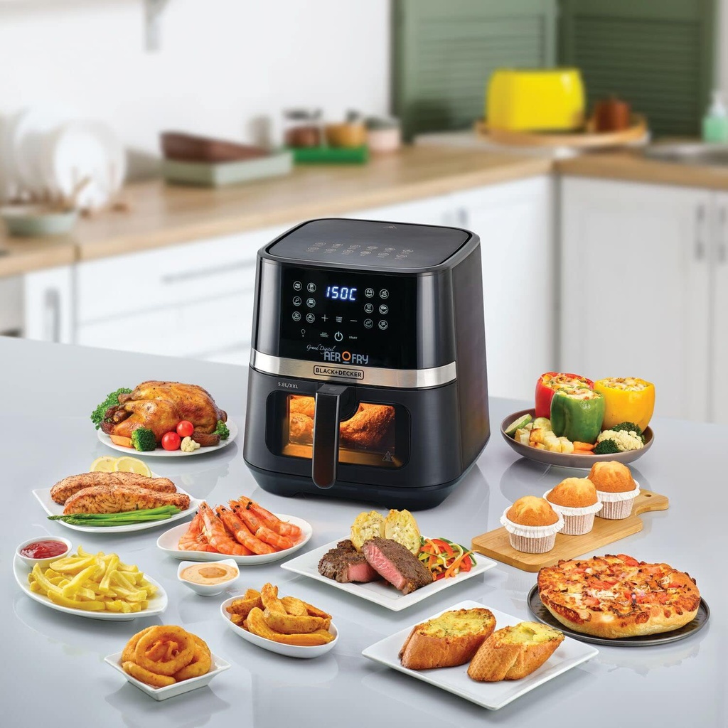 Black+Decker Air Fryer, 5.6L Digital 12 en 1 pavé tactile