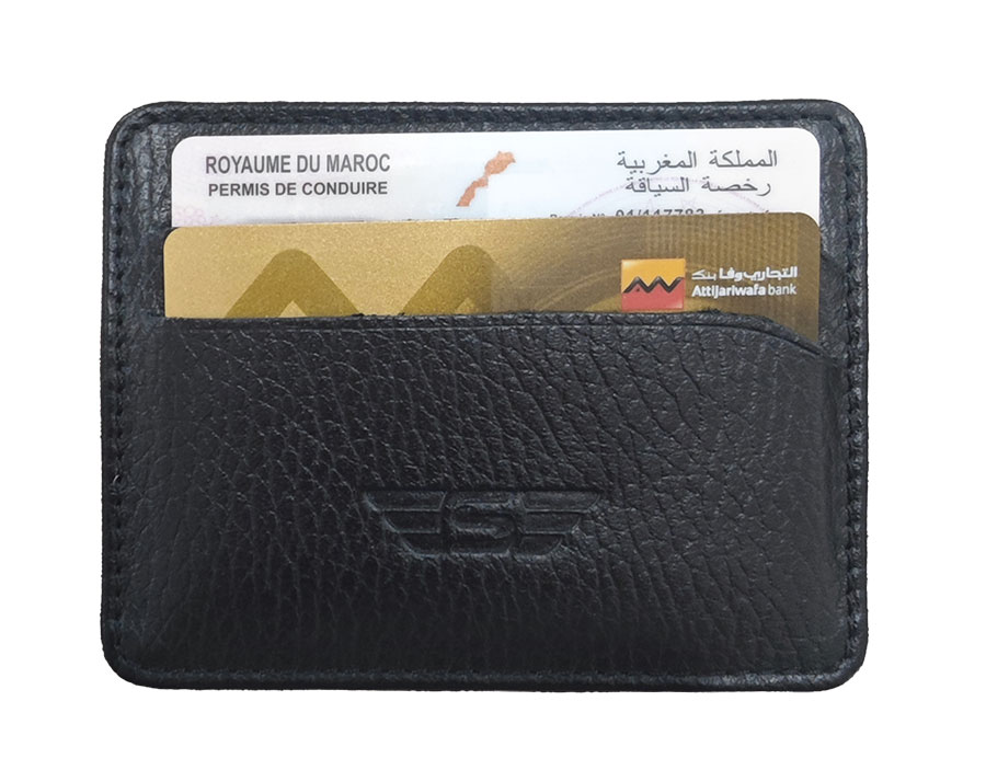 Porte carte cuir véritable Wincard Noir