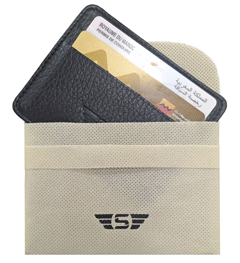 Porte carte cuir véritable Wincard Noir
