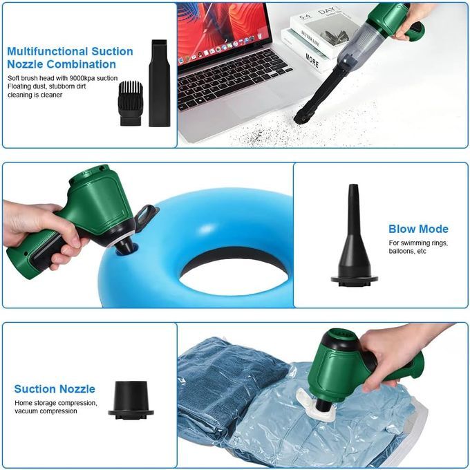 Mini aspirateur à main haute puissance rechargeable sans fil &amp; Souffleur d'air 2 En 1, Voiture, Maison, Poils d'animaux, Ordinateur