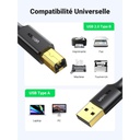 UGREEN Cable Imprimante USB 2.0 A Male vers USB B (10351)