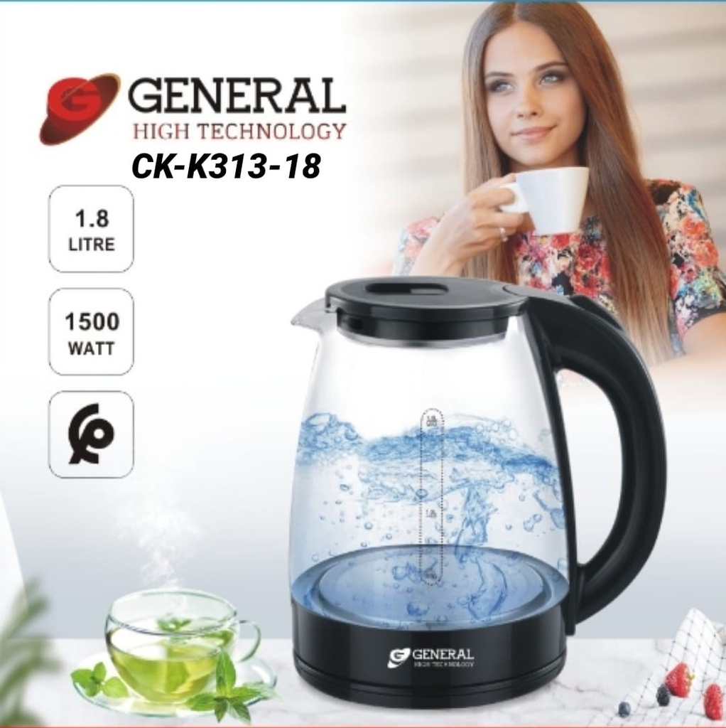 GENERAL Bouilloire Electrique 1,8 Litres en verre – 1500W