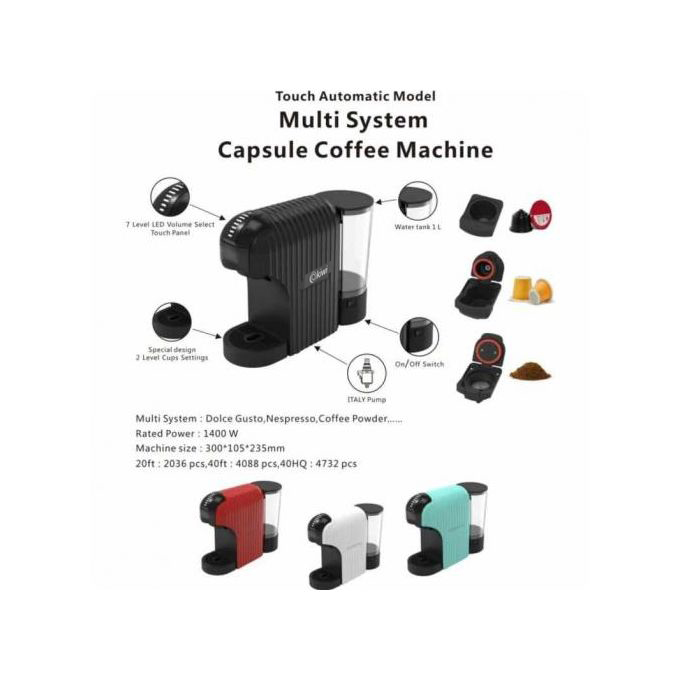 Machine à café kiwi à capsules Nespresso 3 en 1, café moulu