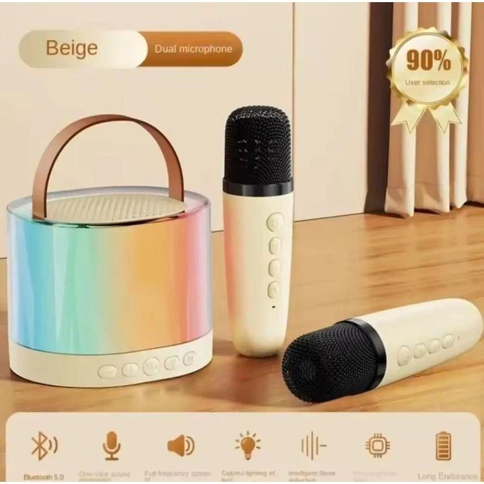 Haut-parleur de karaoké stéréo avec deux microphone pour enfants lumière RVB