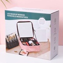Trousse de maquillage miroir LED, poignées, à partition amovible