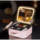 Trousse de maquillage miroir LED, poignées, à partition amovible