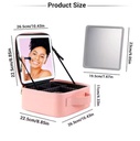Trousse de maquillage miroir LED, poignées, à partition amovible
