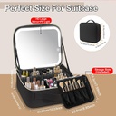 Trousse de maquillage miroir LED, poignées, à partition amovible