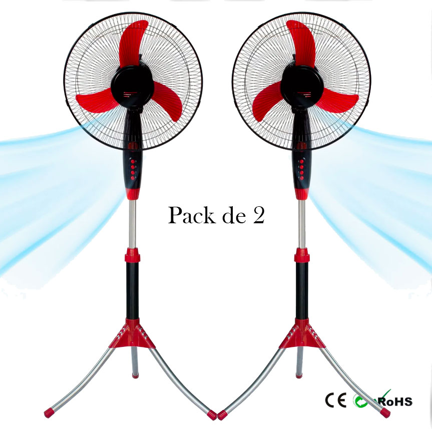 Luxus ventilateur à pied 16" moteur silencieux Pack x2