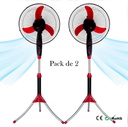 Luxus ventilateur à pied 16" moteur silencieux Pack x2