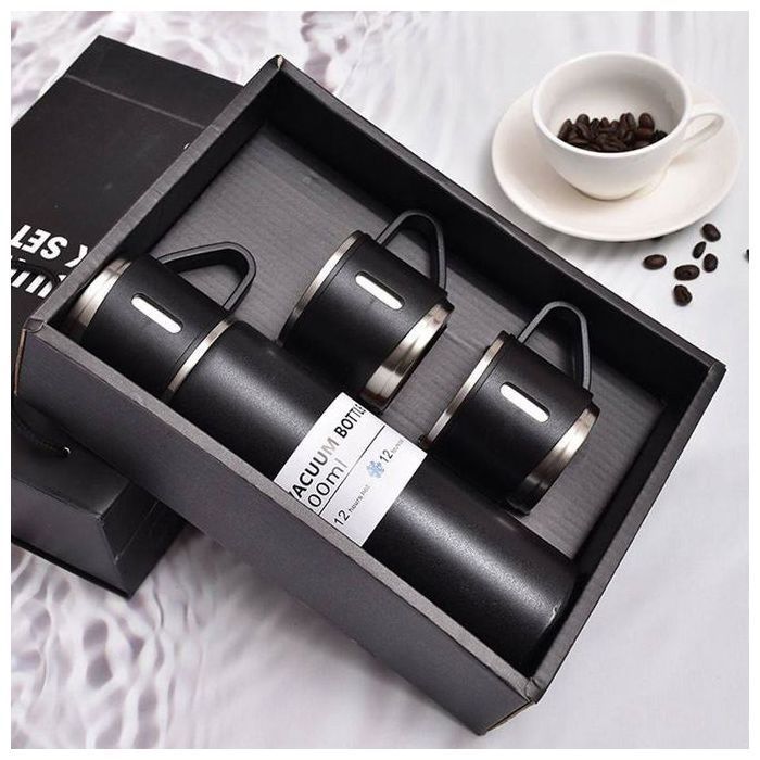 Thermos 3 tasses chaud et froid 500 ml - LUXUS bouteille noir