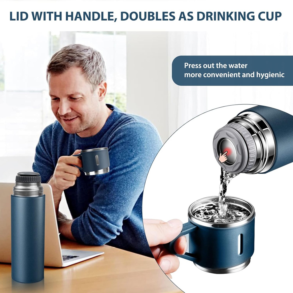 Thermos 3 tasses chaud et froid 500 ml - LUXUS bouteille noir