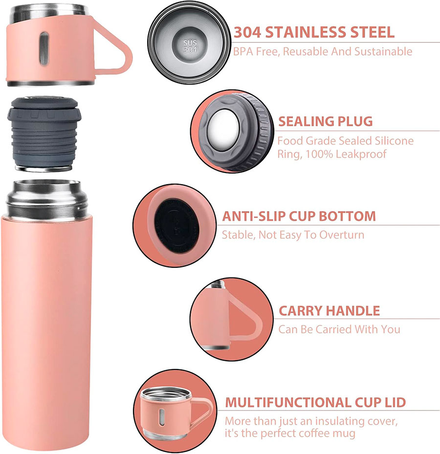 Thermos 3 tasses chaud et froid 500 ml - LUXUS bouteille noir