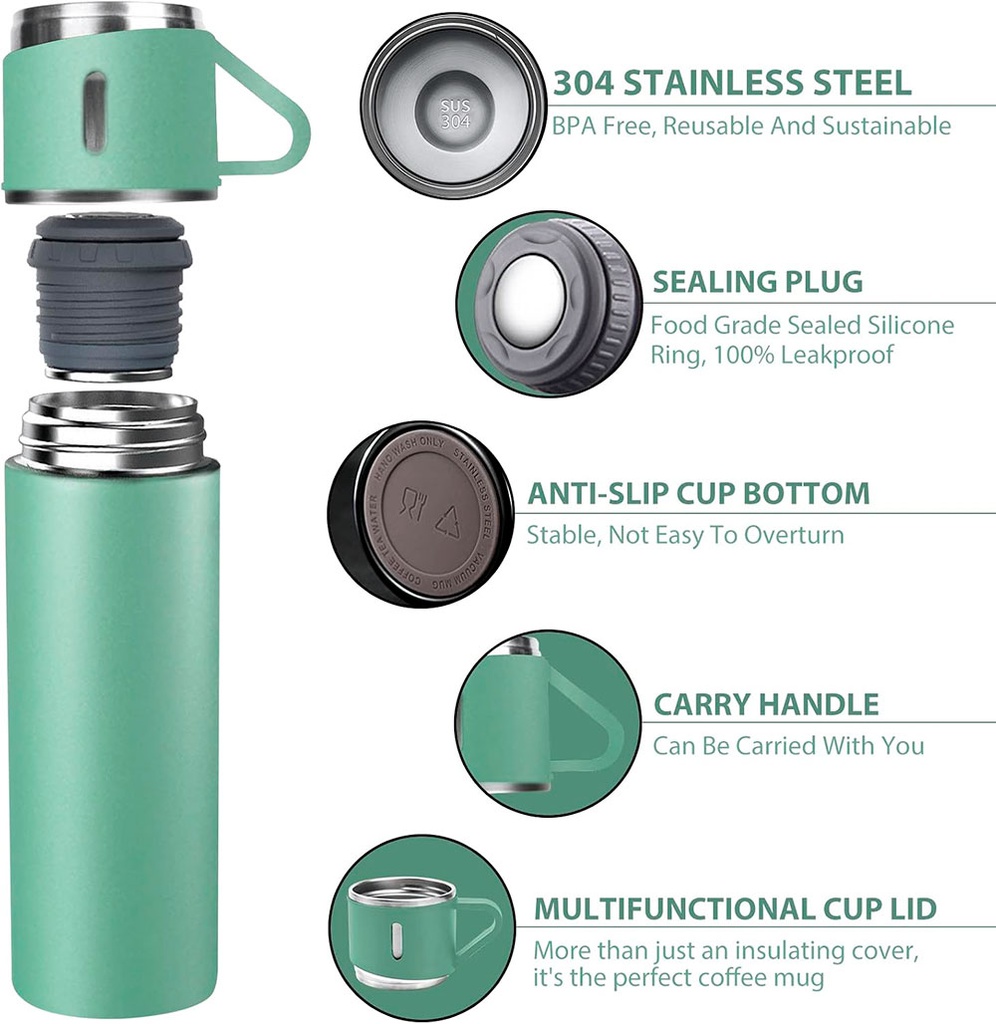 Thermos 3 tasses chaud et froid 500 ml - LUXUS bouteille noir