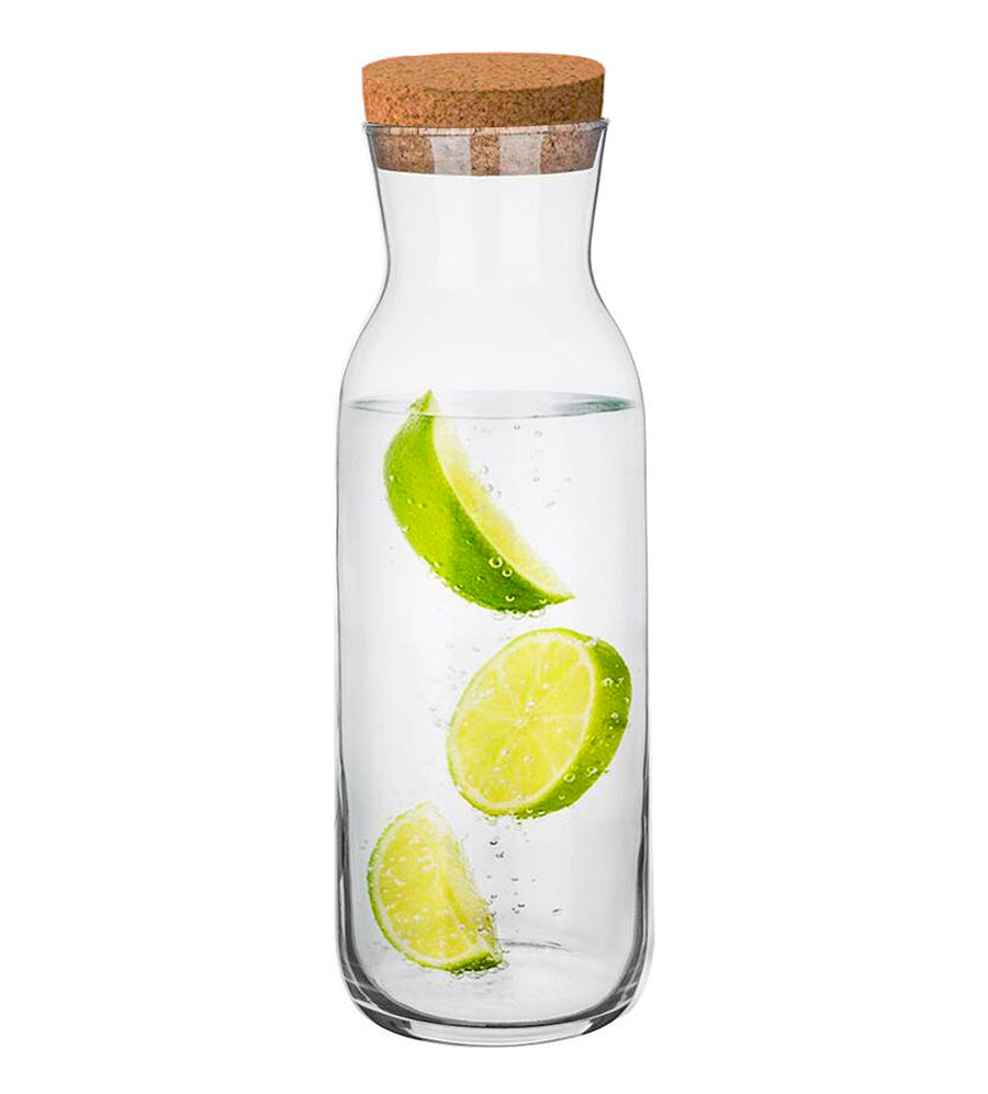 Bouteille, Carafe en verre transparent avec bouchon en liège luxus