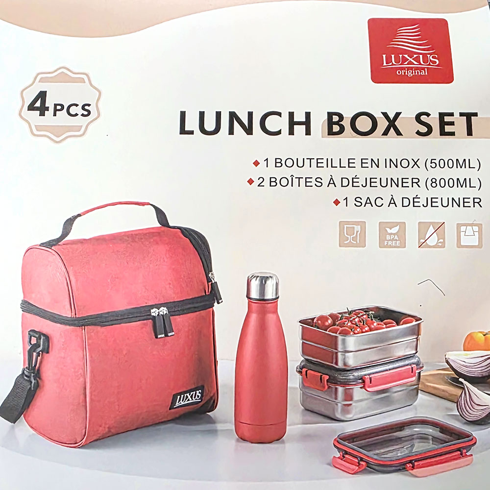 Lunch box 4 éléments Isotherme Rouge LUXUS