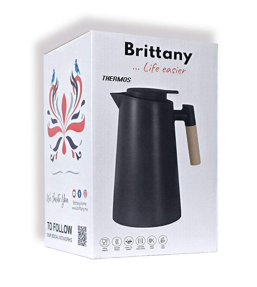 Thermos 1L, Chaud &amp; Froid, noir Brittany
