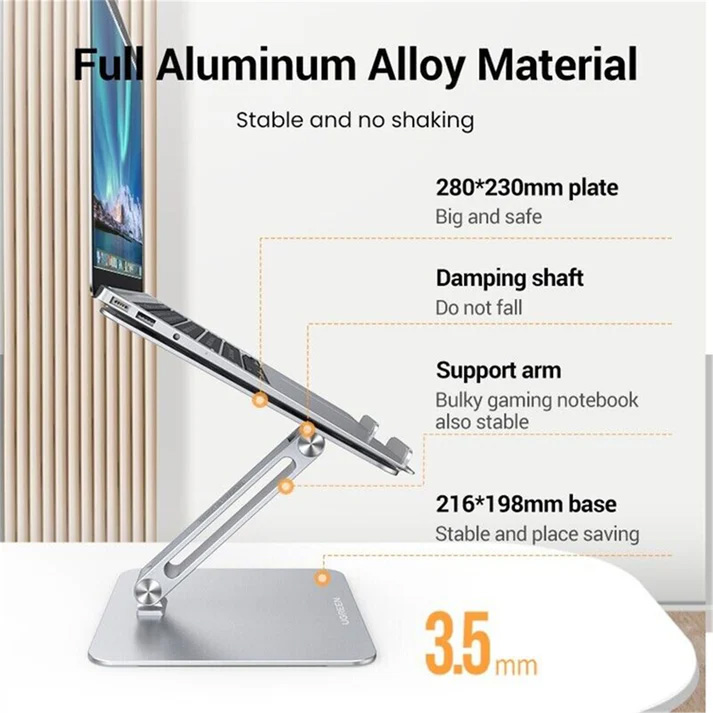 Support pc portable 8 à 17.3" Ugreen Aluminium ventilé (40289)