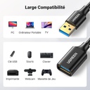 Ugreen Câble USB 3.0 vers Female USB 3.0 - 1 mètre (10368)