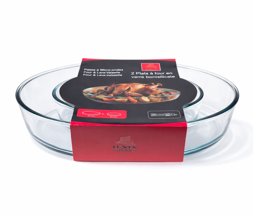 2 Plats à four en verre Borosilicate ovale
