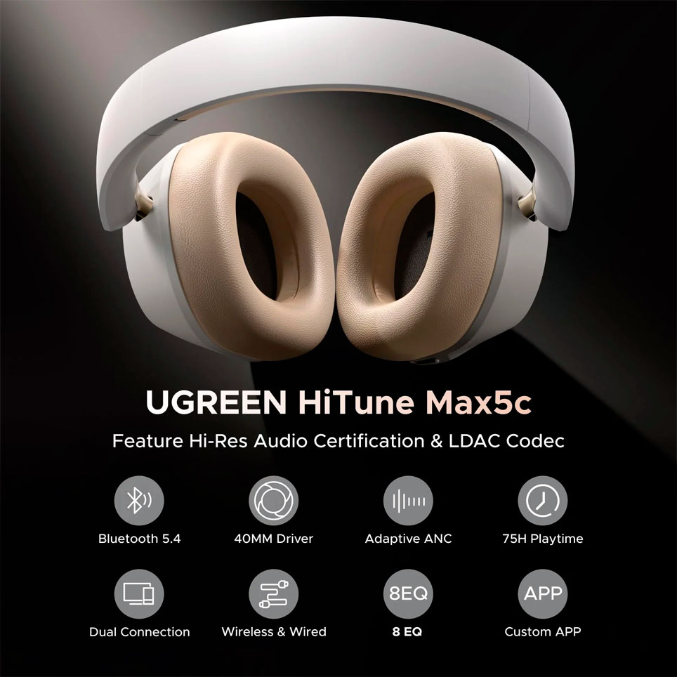 Ugreen Casque Bluetooth HiTune Max5C avec Réduction de Bruit Active (ANC) (35757)