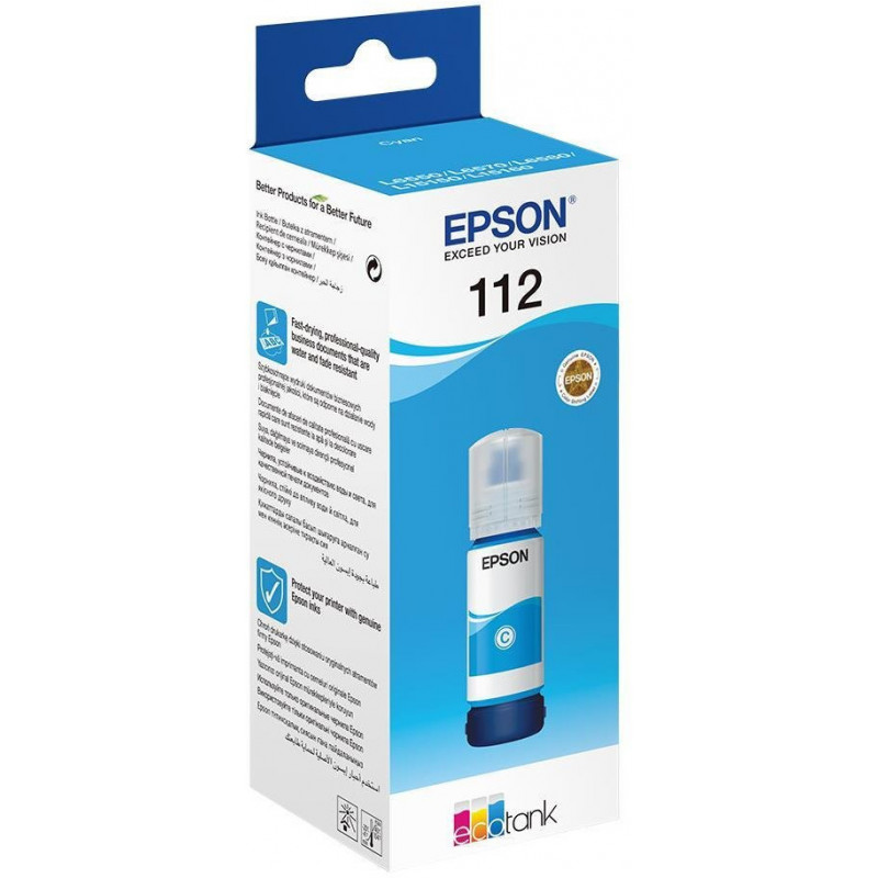 Epson 112 Cyan - Bouteille d'encre EcoTank d'origine