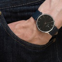 Montre Paul McNeal à quartz en Cuir Bleu Marine Argenté (PAD-7020S)