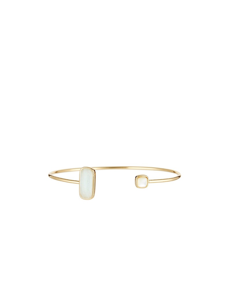 Bracelet Jonc Moonstone 'Dorine' orné de Amazonite &amp; Nacre (3R/A692VBlj)