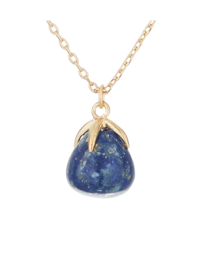 Collier Moonstone 'Raven' Lapis et laiton doré (3C/S0749Bj)