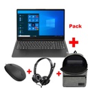 Pack LENOVO V15 + Casque Rapoo + Sac à dos + Souris