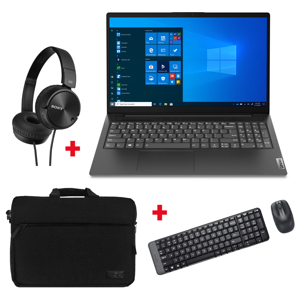 Pack LENOVO V15 + Casque Sony + Clavier/souris + Sacoche
