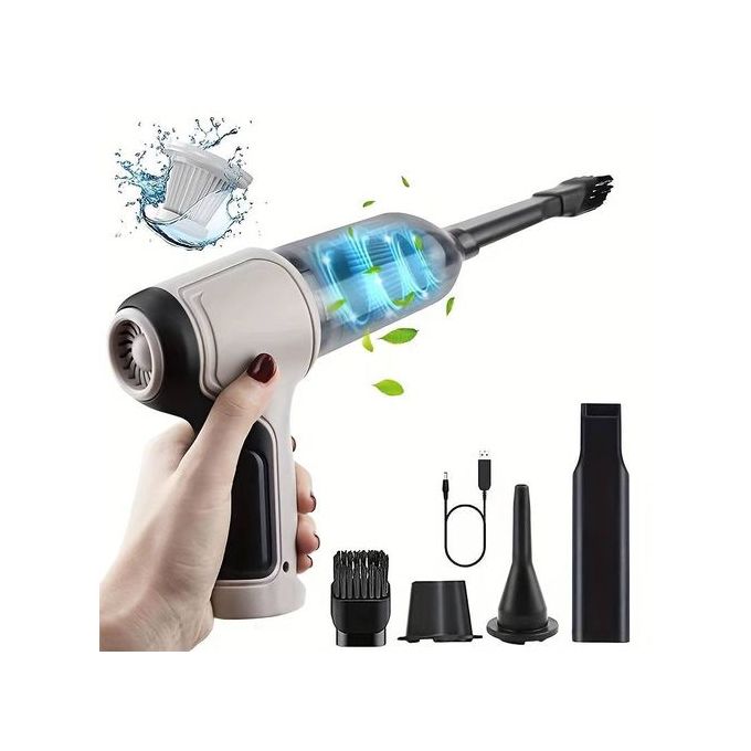 Mini aspirateur à main haute puissance rechargeable sans fil &amp; Souffleur d'air 2 En 1, Voiture, Maison, Poils d'animaux, Ordinateur Gris